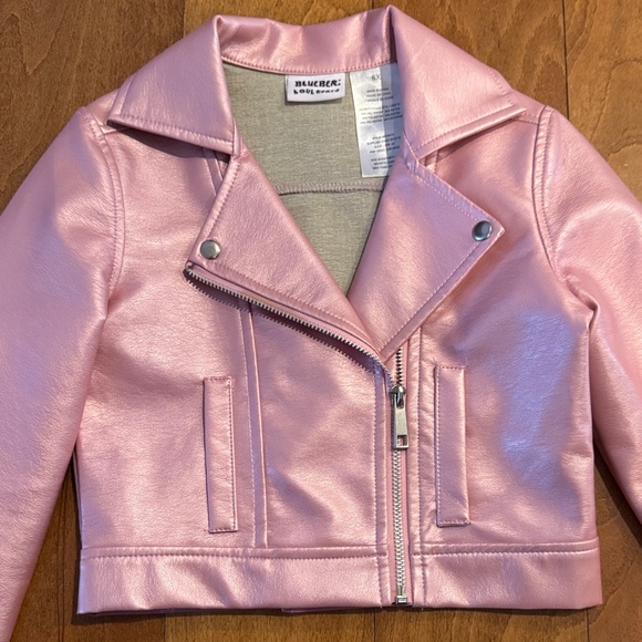 Blueberi Boulevard Metallic Pink Moto Faux Leather Metallic Jacket NWOT - Picture 3 of 4